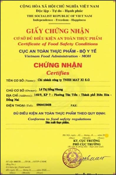 chung nhan tra giam can golean