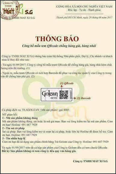 chung nhan tra giam can golean